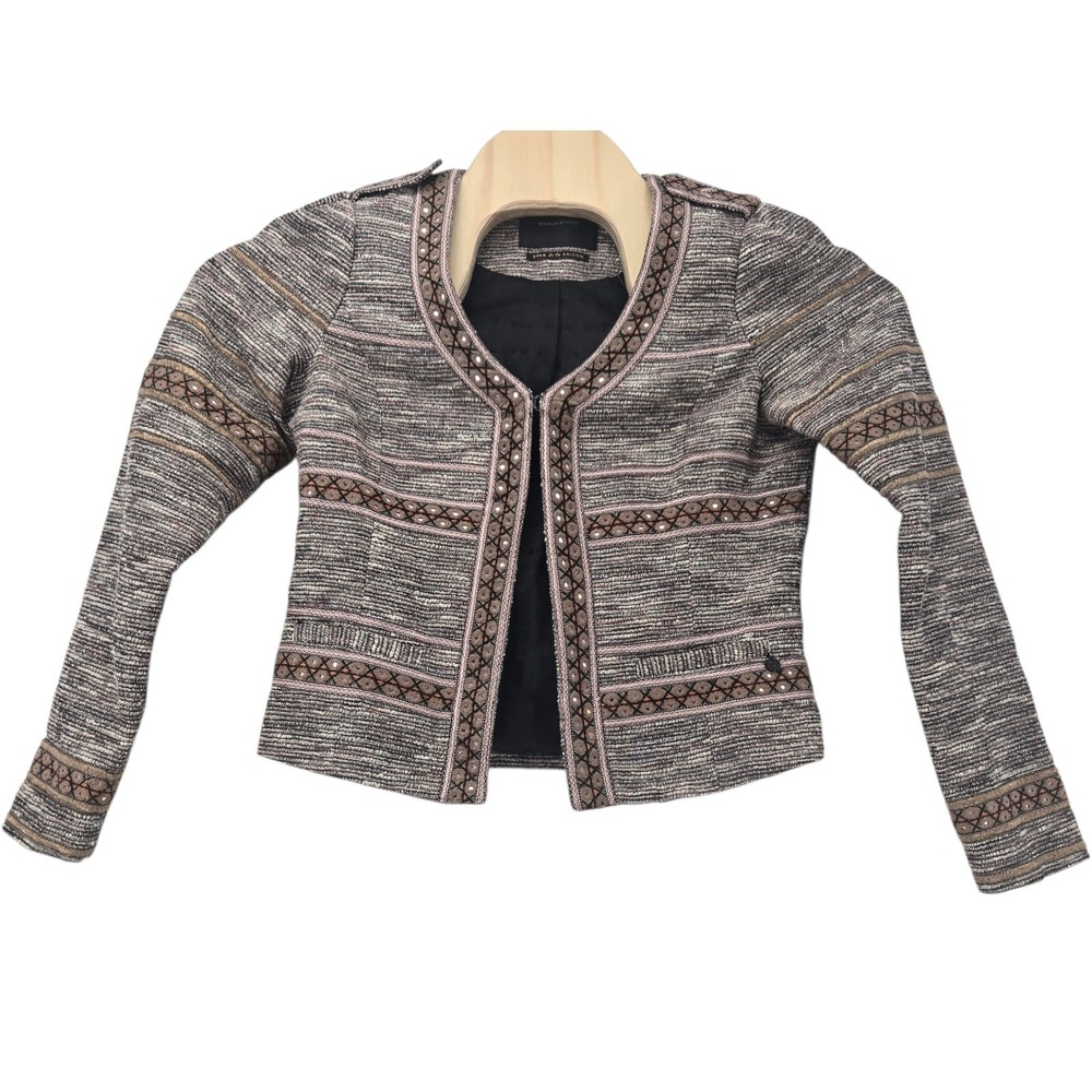 Scotch And Soda Blazer Jacket Womens 2 Maison Tweed Metallic Striped Designer